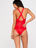 New Iris & Lilly Women's High Neck Cross Strap Swimsuit in Red, Sz M!