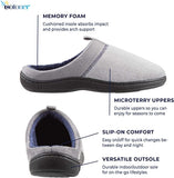 New Isotoner Men's Open Back Slipper with Memory Foam and Indoor/Outdoor Sole Slip on Navy, Sz XXL 13-14