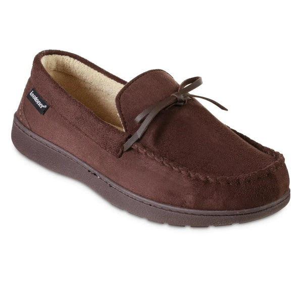 New with tags! Isotoner Men's Microsuede Nigel Moccasin Slippers with cooling gel  in dark chocolate! Sz XXL 13-14! Retails $54+