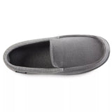 New Men's isotoner Microterry and Waffle Travis Moccasin Slippers, light grey Sz XL 11-12
