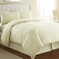 Brand new in package! Premier Bamboo Comfort  3 Piece Reversible Duvet Cover set, Fits Queen! Wrinkle, Fade & Stain Resistant! Ivory Cream!