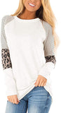 New FEKOAFE Womens Casual Color Block Tunic Long Sleeve Tops Loose Fit Shirt, Ivory! Sz XL!