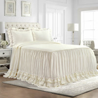 Jadyn Shabby Elegance Ruffle Lace 3Pc Bedspread Set, Queen, Ivory! Retails $242 W/Tax on Sale!