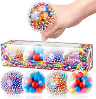 New JAiiMen Water Bead Stress Relief Ball for Kids and Adults, Squeeze Squishy Ball Toy, Alleviate Anxiety, Tension and Improve Focus, ADHD Sensory Toys Gift (Set of 4)