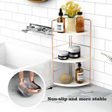 New JANUS LiANG 3-Tier Corner Storage Shelf Bathroom Countertop Organizer Stackable Makeup Storage Holder Vanity Tray Cosmetic Rack Standing Kitchen Spice Rack, Easy to Assemble, Plastic/Metal Rose Gold