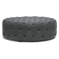 Large 42 Inch Diameter Round Grey Jumaane Round Tufted Cocktail Ottoman! 300 Lb Capacity! Retails $986 W/Tax!