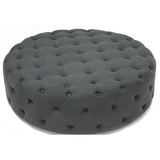 Large 42 Inch Diameter Round Grey Jumaane Round Tufted Cocktail Ottoman! 300 Lb Capacity! Retails $986 W/Tax!