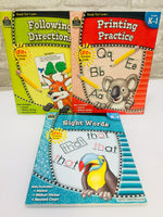 Brand new set of 3 K-Grade 1 Activity Books. Includes Sight Words, Printing Practise, Following Directions!