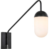 Brand new in box! Living District LD6175BK Kace 1 Light Black & Frosted White Glass Wall Sconce, Retails $155 W/Tax!