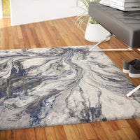 New KAS Rugs Illusions 6202 Grey Watercolours Rugs, 3 Ft 3 inch X 4 Ft 11 inch! Stain & Fade Resistant! Made in Turkey! Retails $156 w/tax!