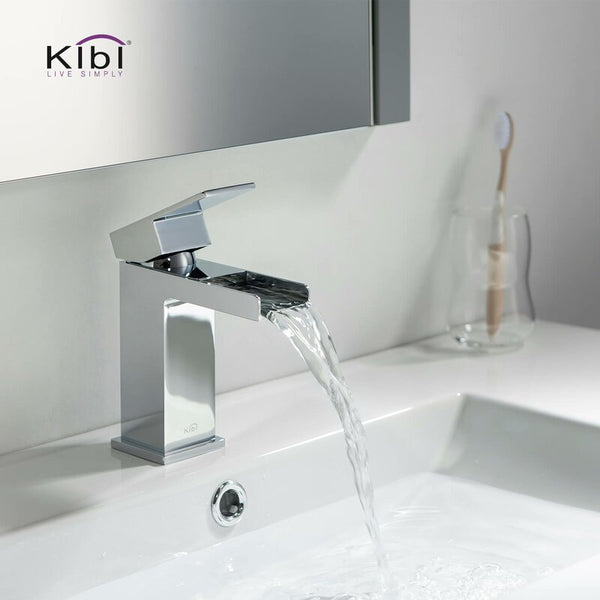 Waterfall Single Hole Bathroom Faucet By KIBI in Chrome Finish with Pop Up Drain! Retails $220+ on Sale Reg Price $450+