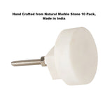 New Wayfair Gorgeous Keebie Hand Crafted Round Natural Marble Stone Knob Multipack (Set of 10), White, Made in India!