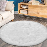 New Wayfair Kemmi Faux Sheepskin Area Rug in White, 3 Ft Round!