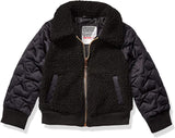 New Kensie - Girl's Outerwear Girls' Little Teddy Bomber Jacket, Black, Sz 6X!