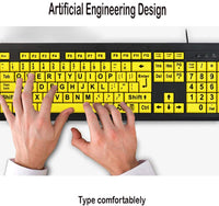 Large Print Computer Keyboard with USB Wired Spill-Resistant Mute Durable Keyboard Specially for The Old,The Elder,Children and Visually Impaired People (Yellow) Retails $44 W/Tax!