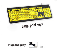 Large Print Computer Keyboard with USB Wired Spill-Resistant Mute Durable Keyboard Specially for The Old,The Elder,Children and Visually Impaired People (Yellow) Retails $44 W/Tax!