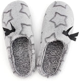 New KomForme Women Memory Foam Slippers, Cozy Flannel Winter House Shoes with Star Pattern and Anti-Slip Sole, Sz 5
