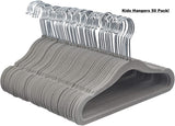 New AmazonBasics Kids Velvet Non-Slip Clothes Hangers, 50-Pack, Grey