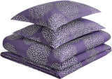 New AmazonBasics Light-Weight Microfiber Duvet Cover Set with Zipper Closure - King, Purple Floral, Reverses to solid purple!