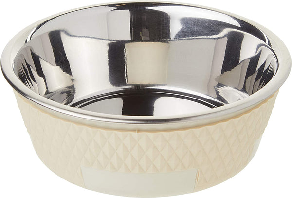PET RAGEOUS Kona Non-Skid Stainless-Steel Bowl, Antique White, 3.75 Cups/6.75"