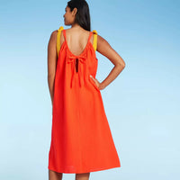 New Women's Women's Midi Cover Up Dress - Kona Sol! Roomy, Flowy perfect for summer! Orange coral Sz 1X/2X