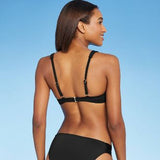 New Women's Simple Square Neck Over the Shoulder Bikini Top - Kona Sol, Black, Sz S, fits 4-6!