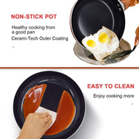 Brand new in box! KUTIME 6pcs Cookware Set! Copper Aluminum Pan with Lid Gas Induction Compatible!