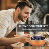 Brand new in box! KUTIME 6pcs Cookware Set! Copper Aluminum Pan with Lid Gas Induction Compatible!