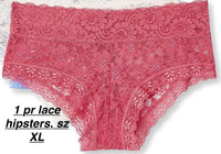 Brand new Women's 1 pair George lace hipsters, Fucshia Pink, sz XL!