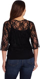 New Star Vixen Women's Plus-Size 3/4 Sleeve Tie front Lace Shrug, Black, Sz 1X!