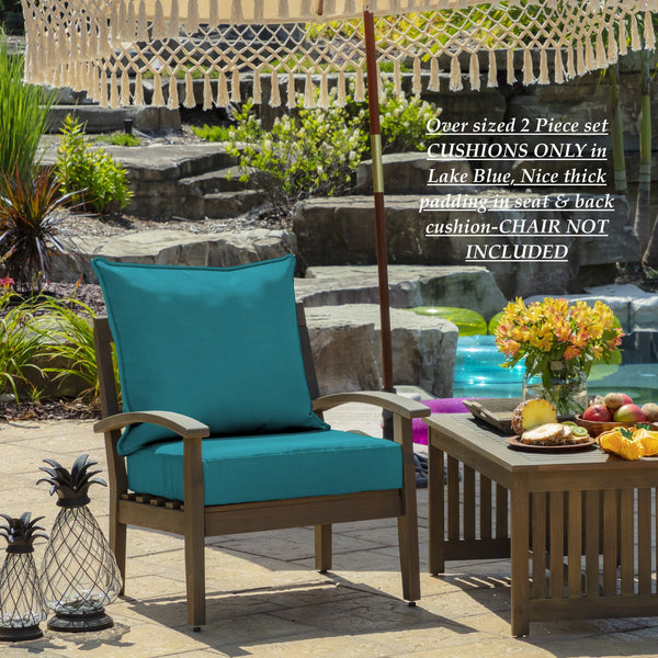 New Wayfair Item! Ebern Designs Stone Leala Texture Outdoor Deep Seat 2 Piece Cushion set in Lake Blue! (Chair NOT Included) Retails $150+