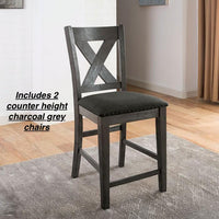 Great quality set of 2 Lana 2PK Counter Height Stools by Furniture of America! Charcoal Grey! Retails $408 W/Tax!