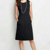 New Lands' End Ponte Sheath Dress, Black, Sz 12! Very Flattering dress with pockets!