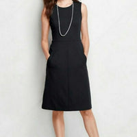 New Lands' End Ponte Sheath Dress, Black, Sz 6! Very Flattering dress with pockets!