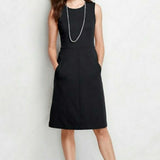 New Lands' End Ponte Sheath Dress, Black,Plus Sz 18W! Very Flattering dress with pockets!