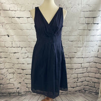 New Lands' End Sleeveless Surplice V-Neck Empire Dress Navy Cotton, Lined, Sz 10