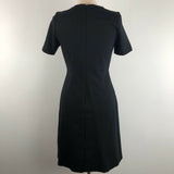 New Lands End Women's Short Sleeve Knit Lace Panel Welt Pocket Sheath Dress with pockets, Black, Flattering fit, Sz 8P