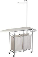 Honey-Can-Do Rolling Laundry Sorter with Ironing Board and Shirt Hanger! Folds compact when not in use!