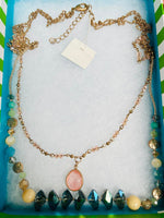 New Beautiful necklace by Garbo, includes Gift Box! long  layered gold tone, plate crystal, glass,stunning