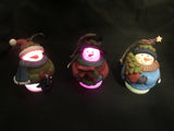 Set of 3 Lighted LED Snowman Ornaments designed by Tricia Santry! Change colours and produce a beautiful soft glow!