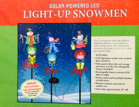 Solar Powered Light up LED Snowmen! LED light glows in crackled glass orb! Retail $39.99
