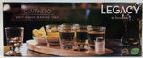New in box Cantinero 6-Shot Glass Serving Set, beautiful acacia wood tray with designated carved indents for components, branded etching Manulife, Retails $100+