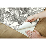 Black/White Lesure Leaves 16.5' L x 20.5" W Peel and Stick Wallpaper Roll! Retails $66/Roll!