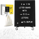 New PUJIANG Changeable Message Letter Sign Board with stand 8X11Inch, , 510 Precut Letters and 1 Letter Bag, for Wall/Tabletop Decor, Black