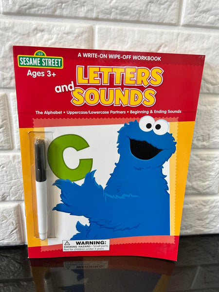 Sesame Street Letters & Sounds Write-On Wipe-Off Workbook (1 2 3 Sesame Street) - Durable Soft Cover!