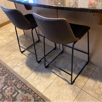 Brand new in box! Very comfortable Liara Counter Stools with footrests (Set of 2) Dark Brown! Retails $257 W/Tax!