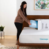 New Linenspa 3 Inch Gel Infused Memory Foam Mattress Topper, Queen, comes compressed in box for easy transport!