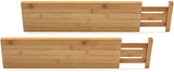 New Lipper International Bamboo Deep Kitchen Drawer Dividers, Set of 2, Natural! 5" High, 18-22 Inch adjustable length!