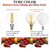 LiteHistory 6 Pack e12 led dimmable g16.5 Light Bulb, Candelabra Bulb 60 Watt for Chandeliers, Ceiling Fan, Vanity Warm White 2700K, Retails $59+
