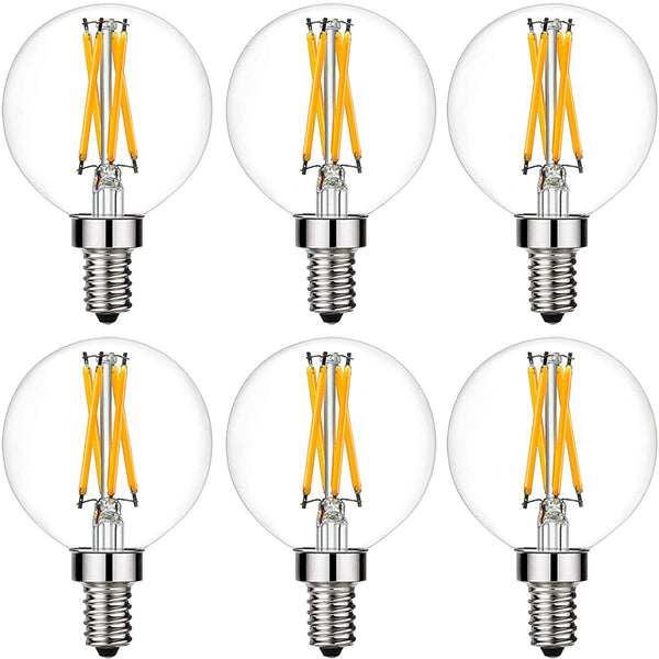 LiteHistory 6 Pack e12 led dimmable g16.5 Light Bulb, Candelabra Bulb 60 Watt for Chandeliers, Ceiling Fan, Vanity Warm White 2700K, Retails $59+